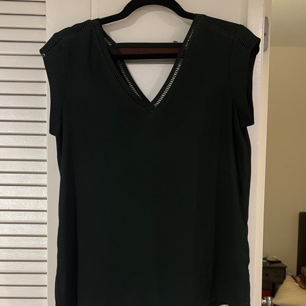 Elegant Dark Green V-Neck Women's Top